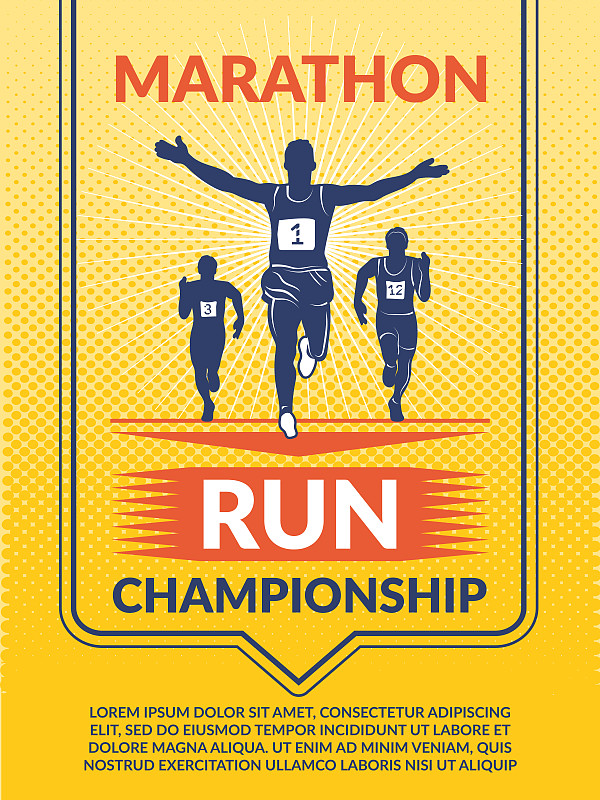 马拉松赛跑,海报,矢量,俱乐部会所,体育比赛,远距离,活力,证章,慢跑,垂直画幅