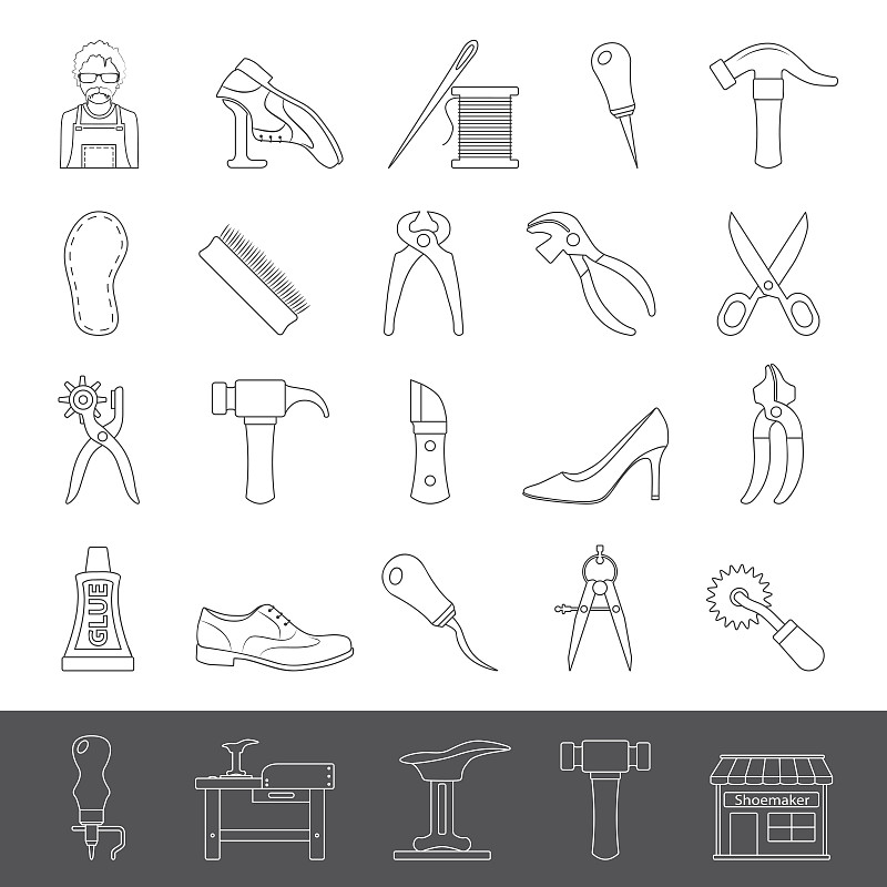 设备用品,计算机图标,鞋匠,线条,锤子,手艺,绘画插图,线轴,轮廓,工具
