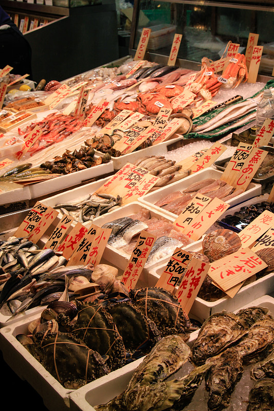 鱼市,捕捞鱼,日本,鲍鱼,沙丁鱼,贻贝,章鱼,街头食品,鱿鱼,牡蛎