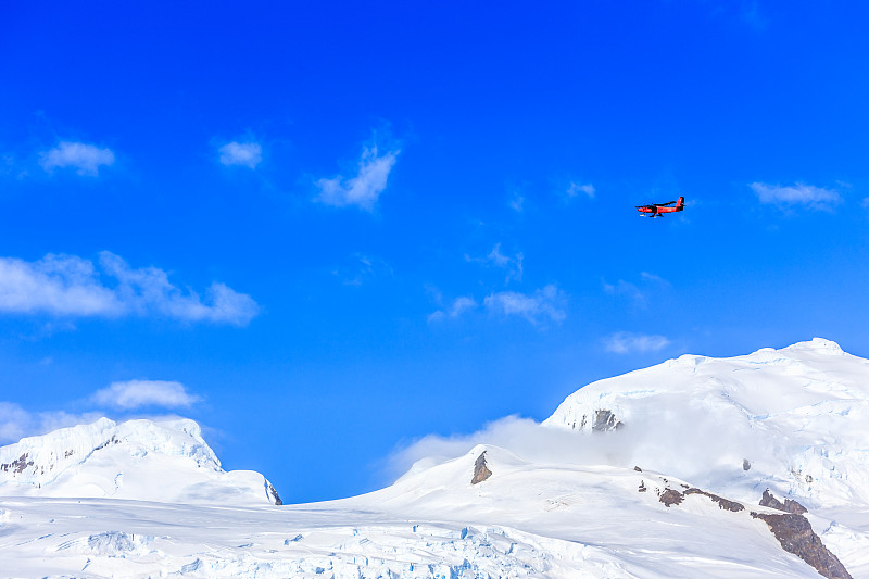 云,雪,南极半岛,小的,冰河,飞机,红色,岛,月亮,飞