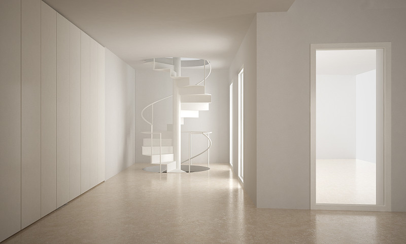 现代,建筑,楼梯,室内设计师,极简构图,白色,空白的,新的,家庭生活,石灰石