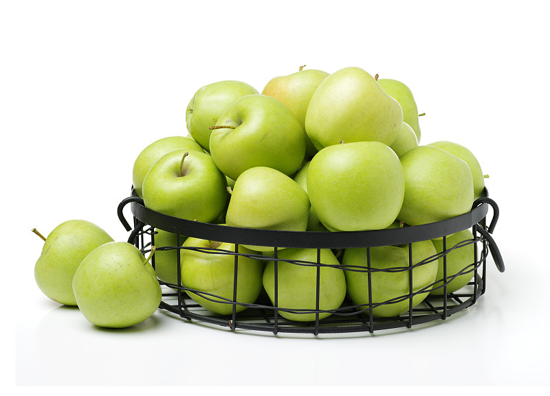 绿色,青苹果,白色背景,分离着色,水平画幅,素食,水果,无人,有机食品,熟的