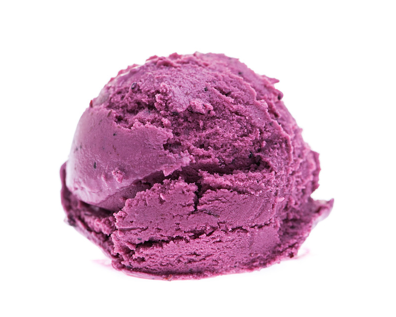一把,蓝莓冰淇淋,白色背景,分离着色,正面视角,冰淇淋,球,水平画幅,奶油,意大利冰淇淋