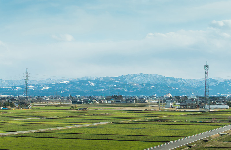 乡村,白川乡,风景,通勤者,天空,美,白马岳,水平画幅,雪,长野县