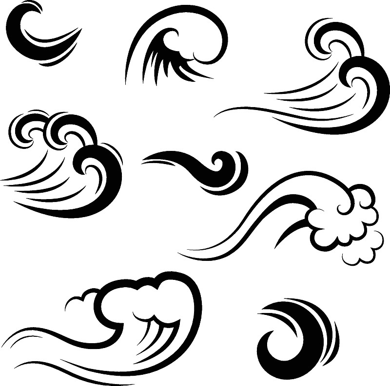 矢量,波浪,水,风,水平画幅,形状,无人,绘画插图,符号,标签