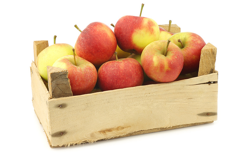 板条箱,红色,苹果,黄色,清新,水平画幅,器材箱,水果,无人,木制