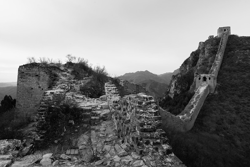 长城,天空,水平画幅,古老的,古典式,旅行者,夏天,要塞,石材,过去