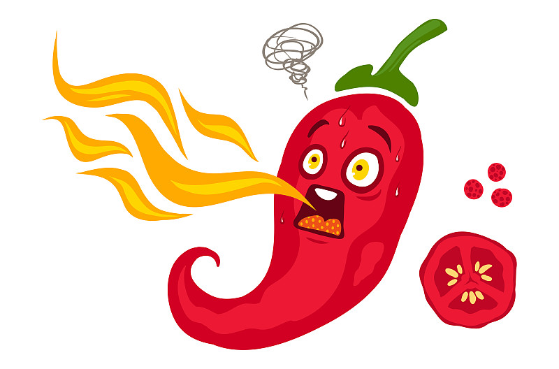 卡通,墨西哥食物,红辣椒,水平画幅,绘画插图,符号,标签,椒类食物,墨西哥椒,辣椒