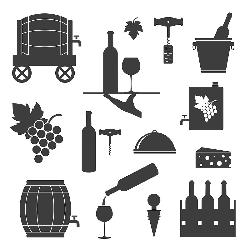 葡萄酒,计算机图标,白色背景,家庭,瓶塞钻,绘画插图,盒子,含酒精饮料,饮料,香槟