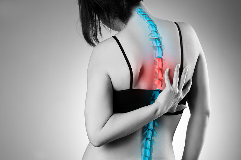 脊柱,后背,女人,身体受伤,痛苦,背痛,骨质疏松症,脊柱侧凸,脖子