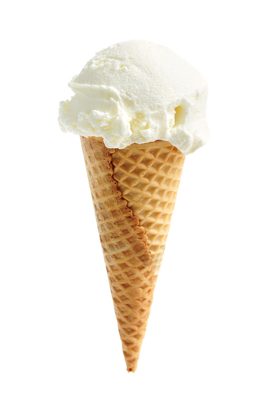 冰淇淋蛋卷,香草冰淇淋,垂直画幅,无人,奶油,夏天,甜点心,白色,彩色图片,从容态度
