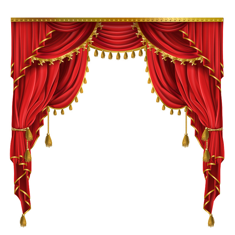 窗帘,矢量,红色,华贵,边框,折叠的,纺织品,首次公演,无人,刘海