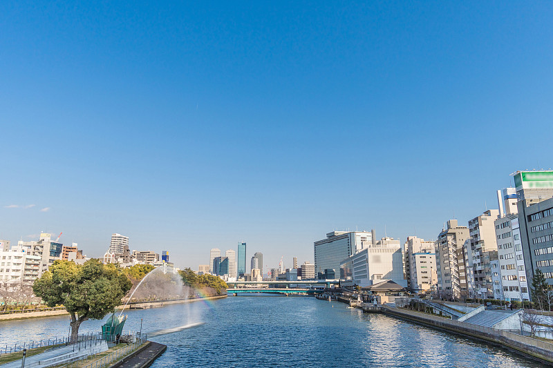 都市风景,日本,大阪府,中之岛,居住区,办公室,天空,水平画幅,大阪市,旅行者
