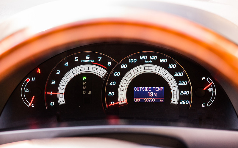 仪表板,现代,汽车,计程表,机油,数字取景器,生物燃料,速度计,汽车内部,温度