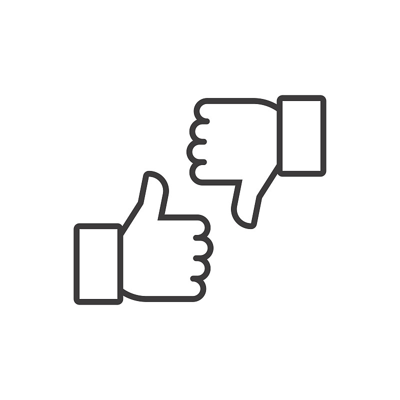 大拇指朝下,矢量,线条,计算机图标,翘起大拇指,垂直画幅,不喜欢按钮,绘画插图,社会化网络,符号