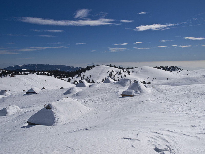 小木屋,雪,滑雪痕,水平画幅,无人,户外,白色,彩色图片,冬天,阿尔卑斯山脉
