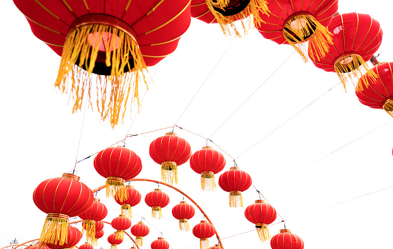 灯笼,白色背景,分离着色,纸灯笼,中国元宵节,中国灯笼,传统节日,新的,彩色图片,传统