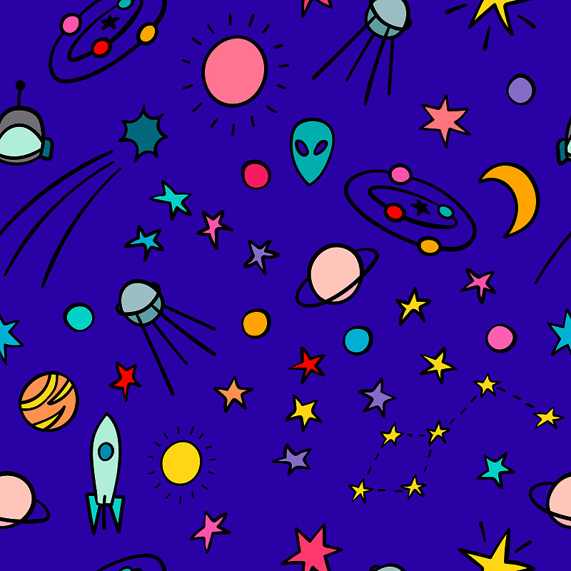 天文学,太空,简单,四方连续纹样,星系,灵感,纺织品,月亮,绘画插图,符号