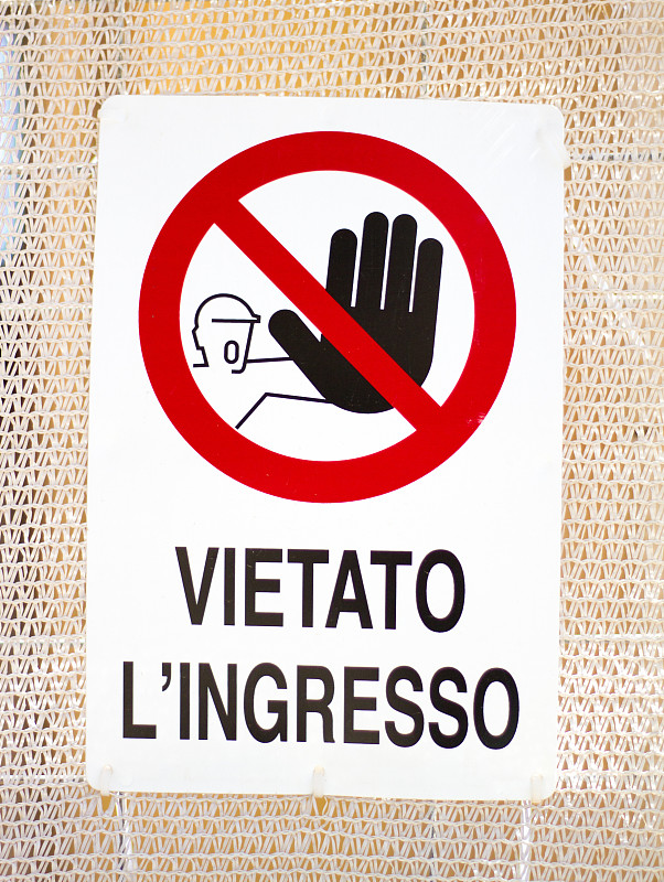 禁止进入记号,意大利,标志,甘草糖,垂直画幅,留白,交通标志,消息,符号,欧洲