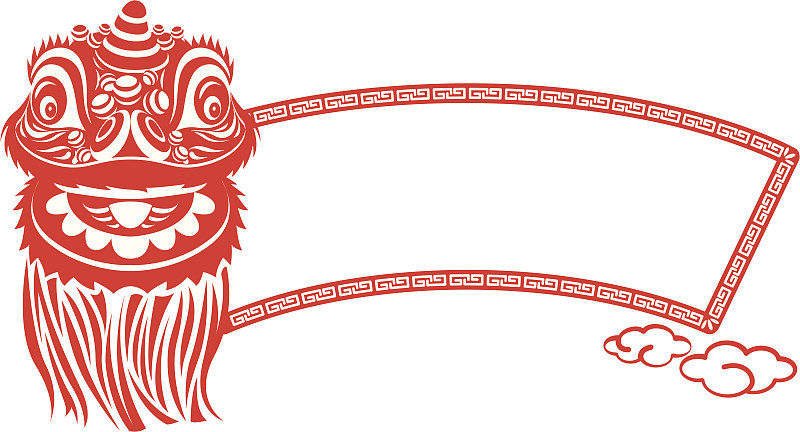 狮王,消息,春节,云,狮子,传统节日,现代,绘画插图,新的,幸福
