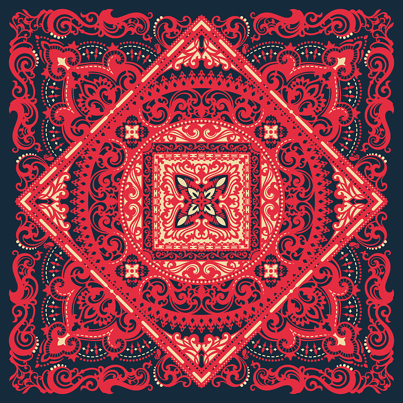 花色丝质大手帕,式样,螺旋花纹呢,个人随身用品,边框,艺术,纺织品,无人,绘画插图,传统