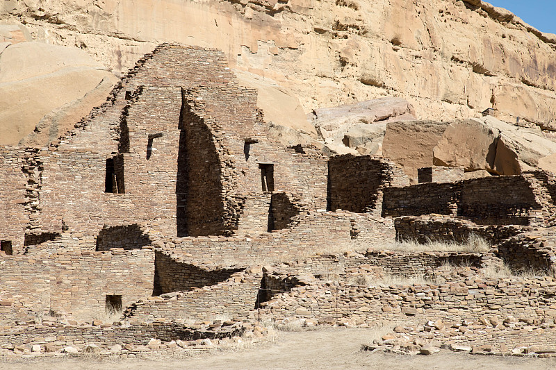 查科峡谷,新墨西哥,过去,墙,印第安人村庄,考古学,水平画幅,无人,户外,石材