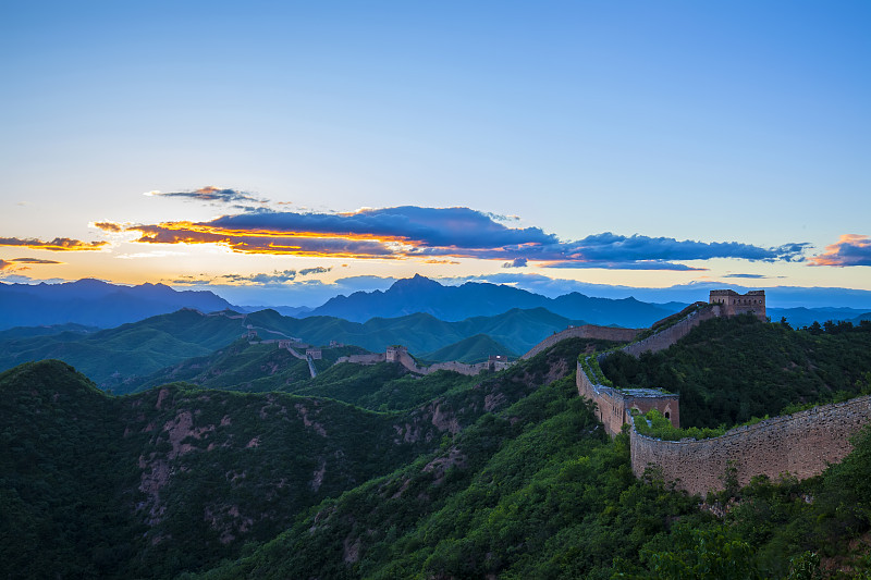 长城,黄昏,纪念碑,天空,古老的,边界,著名景点,风景,世界遗产,旅游目的地