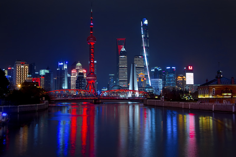 夜晚,城市天际线,上海,未来,浦东,金茂大厦,都市风景,现代,国际著名景点,东方明珠塔