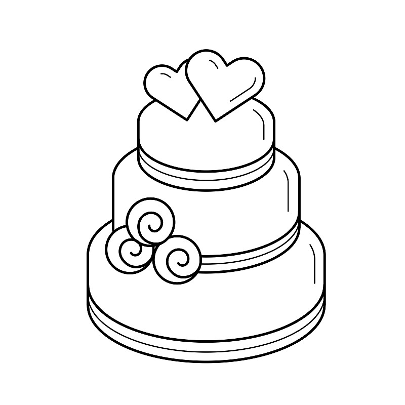 矢量,结婚蛋糕,线图标,可爱的,传统,华丽的,事件,比例,背景分离,蛋糕