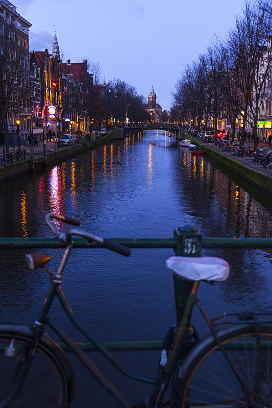 阿姆斯特丹,垂直画幅,水,天空,外立面,别墅,夜晚,无人,巴洛克风格,户外