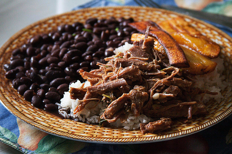 传统,委内瑞拉,主菜盘,南美,水平画幅,无人,白米,膳食,肉,豆