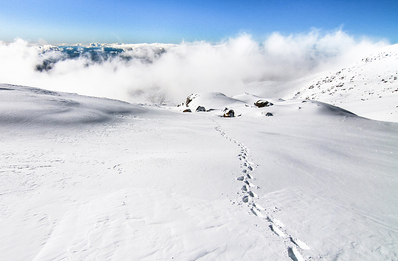 雪,田地,新西兰,鲁瓦皮胡山火山,,天空,美,新的,水平画幅,无人