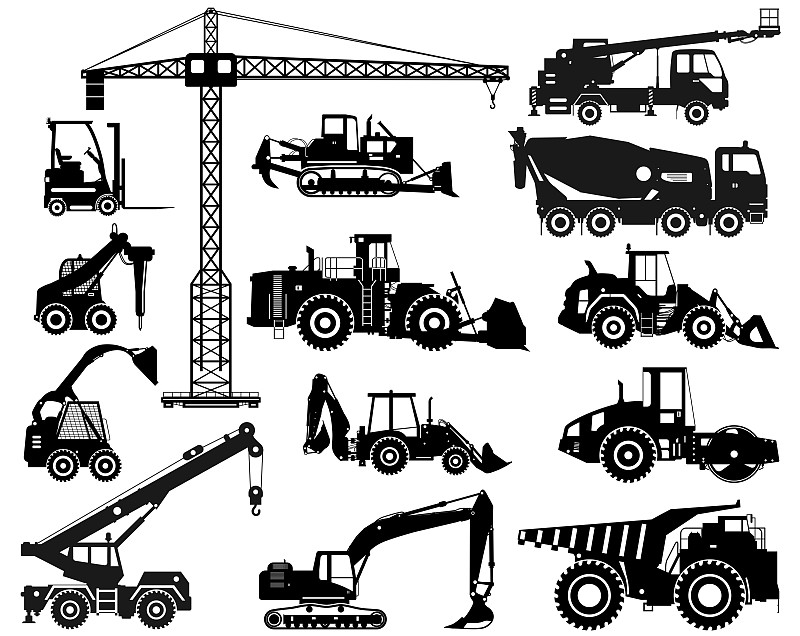 重的,绘画插图,建筑业,矢量,采矿业,农业机器,设备用品,扁平化设计,制造机器,布置