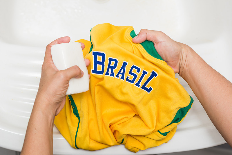 衬衫,巴西,手,黄色,洗衣服,爱好者,清洗剂,水平画幅,纺织品,符号