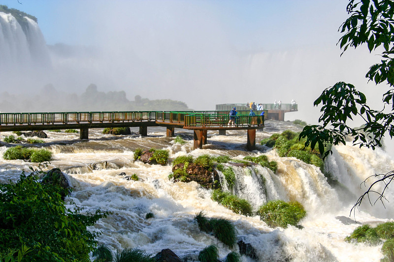 伊瓜苏瀑布,巴西,阿根廷,在之间,国境线,南美,水,伊瓜苏河,美,水平画幅