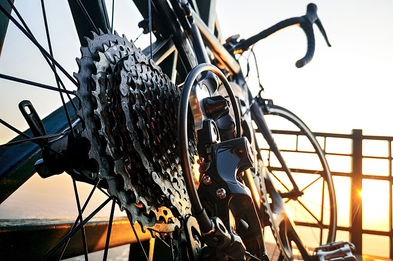 车轮,特写,自行车,大特写,自行车齿轮,链,边框,水平画幅,早晨,金属