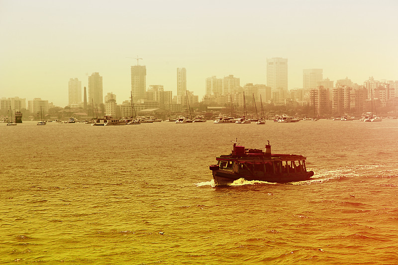 孟买,客轮,印度,秒表,海洋,客船,水平画幅,无人,邮轮,早晨