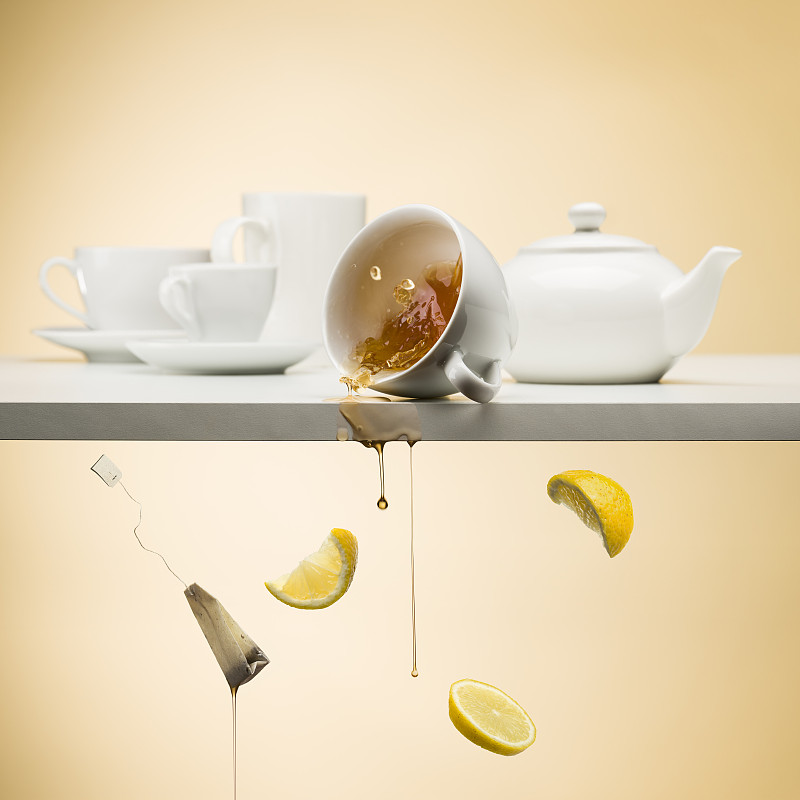 茶杯,水,褐色,芳香的,传统,早晨,饮料,茶包,特写,充满的