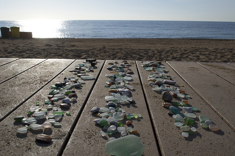 海洋,巴塞罗那,2016,沙子,贝壳,衰老过程,古老的,古典式,早晨,海滩