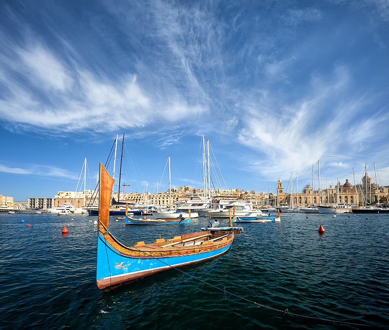 海港,传统,马耳他,水,天空,客船,水平画幅,无人,石灰石,户外