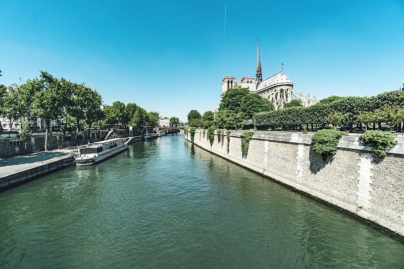 法国,塞纳河,巴黎,巴黎圣母院,摄像机拍摄角度,自然美,莫斯特,纪念碑,水