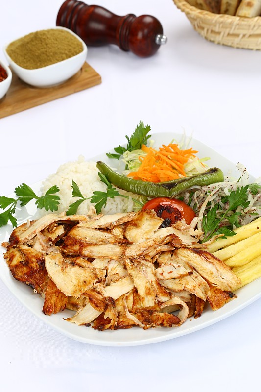 Chicken,Doner,Kebab,?n,A,White,Plate