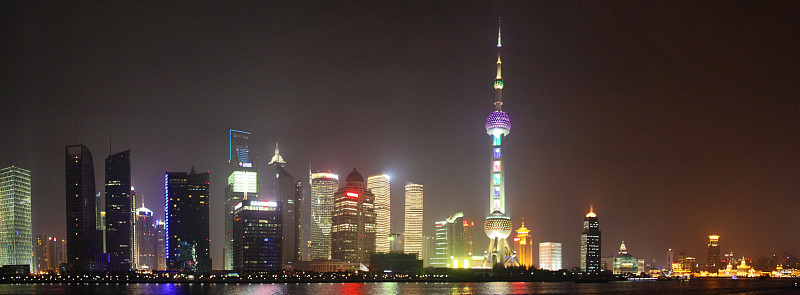 上海,全景,市区,办公室,水,天空,美,水平画幅,夜晚,无人