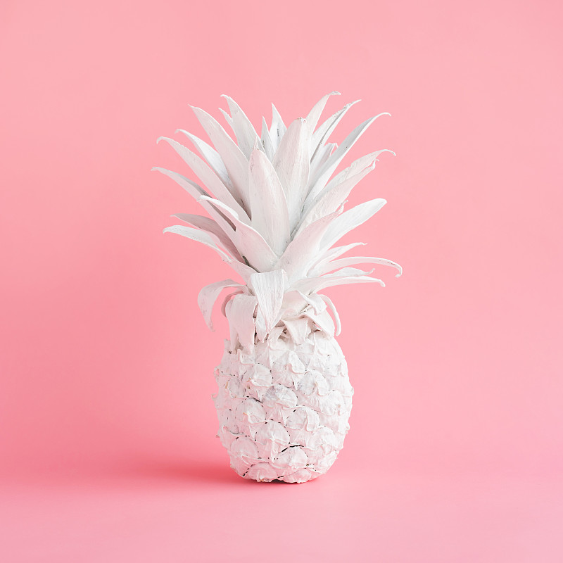菠萝,创造力,概念,粉色,彩色背景,彩色蜡笔,白色,灵感,艺术,果汁