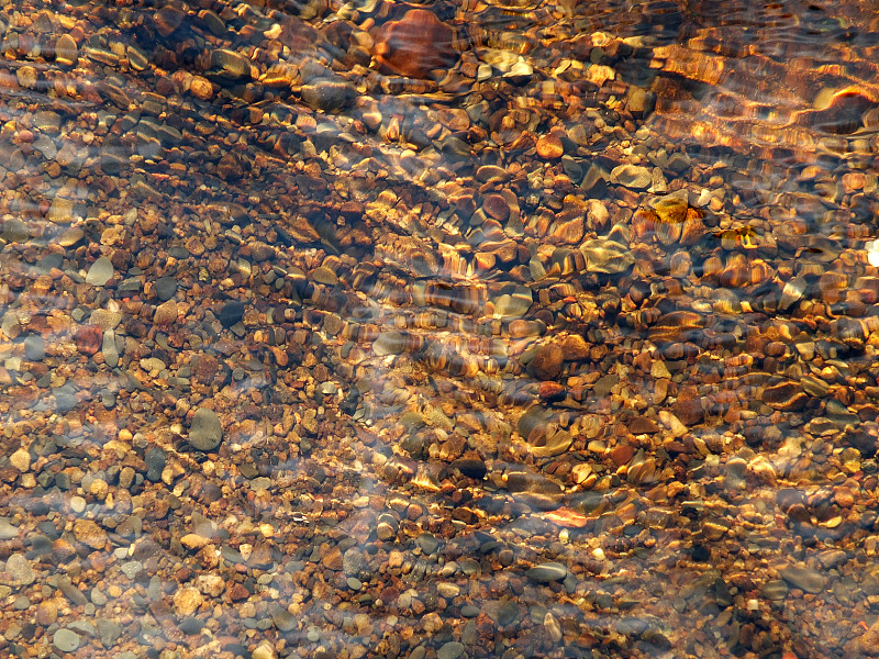 鹅卵石,河流,波纹,太阳,褐色,水,水平画幅,户外,干净,湖