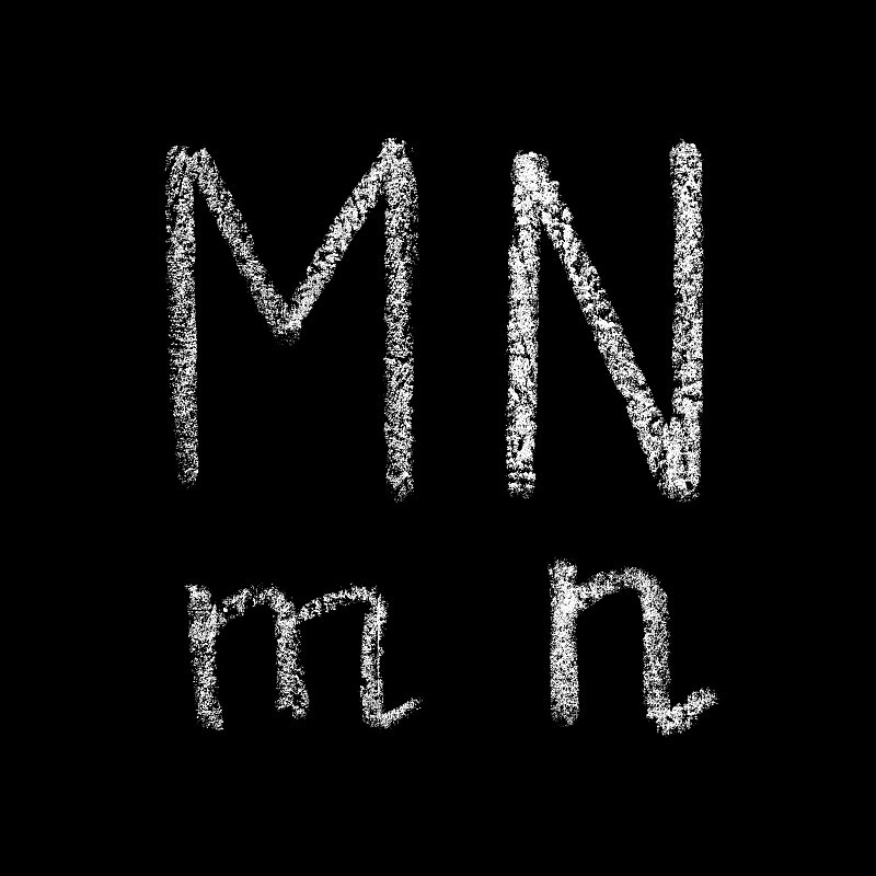 英文字母m,英文字母n,白色,信函,分离着色,粉笔,黑色背景,字母,粉笔画,纹理效果