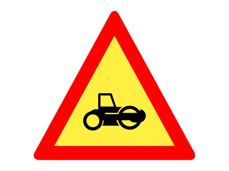 拖拉机,警告标志,工业机械,交通标志,前面,重的,水平画幅,无人,绘画插图,符号
