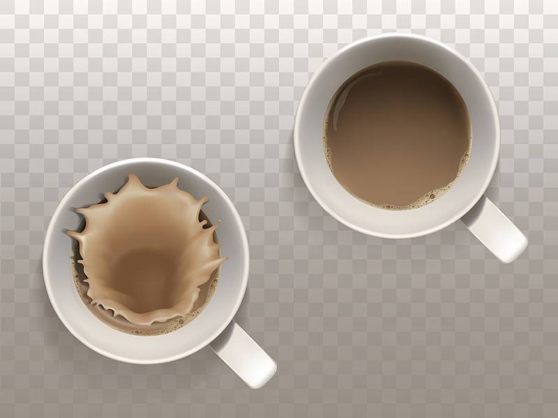 白色,矢量,咖啡杯,两个物体,褐色,芳香的,水平画幅,阿拉比卡咖啡,绘画插图,早晨