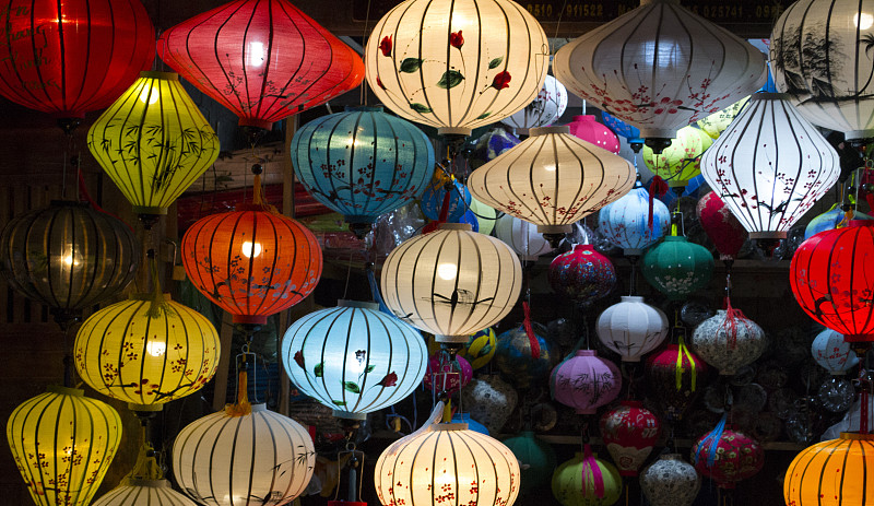 灯笼,夜市,传统,市场,预算,狂欢节,纸灯笼,越南,手艺,城镇
