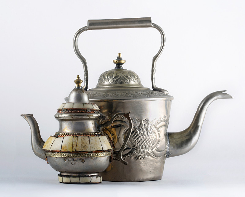 茶壶,古老的,古典式,饮料,金属,过去,商业厨房,白色,国际著名景点,成品